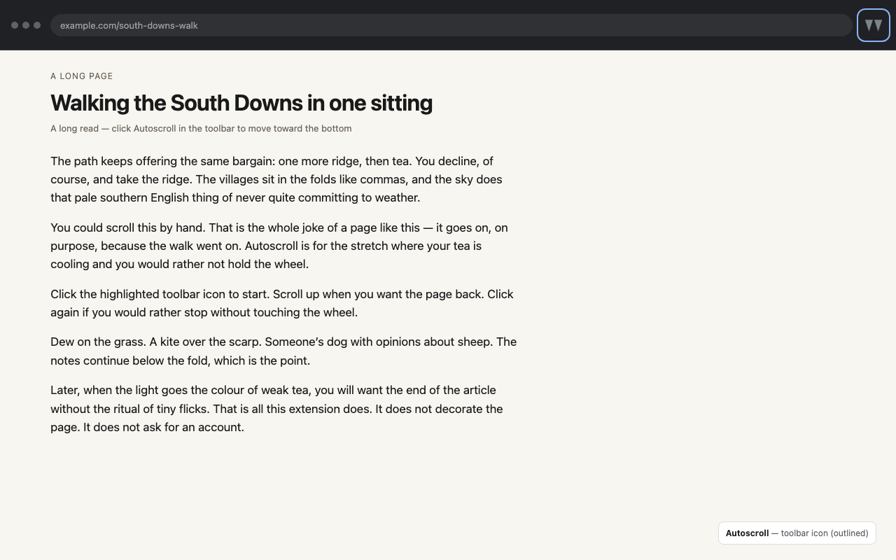 Autoscroll in use on a long web page